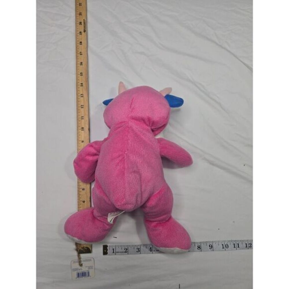 Kellytoy Plush Caw Stuffed Animal pink with Blue ears Soft Cuddly Toy 15" - Picture 2 of 6